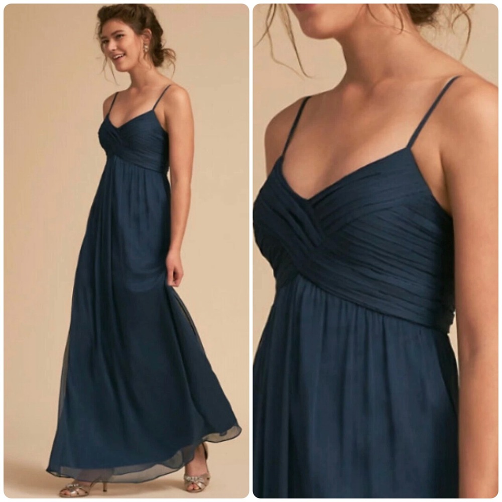 BHLDN Anthropologie Womens Bridgette Chiffon Bridesmaid Romantic‎ Maxi Gown XS